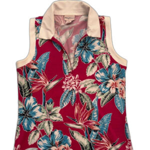 TOMMY BAHAMA GOLF WOMEN'S SLEEVELESS FLORAL PRINTED TOP 1/4 ZIP SIZE SMALL
